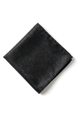 Paisley Neck Black Tie Gift Set Pocket Square Cuff Links Floral Satin