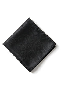 Paisley Neck Black Tie Gift Set Pocket Square Cuff Links Floral Satin