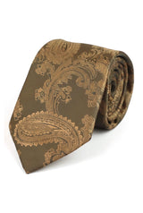 Paisley Neck Bronze Tie Gift Set Pocket Square Cuff Links Tie Floral Satin