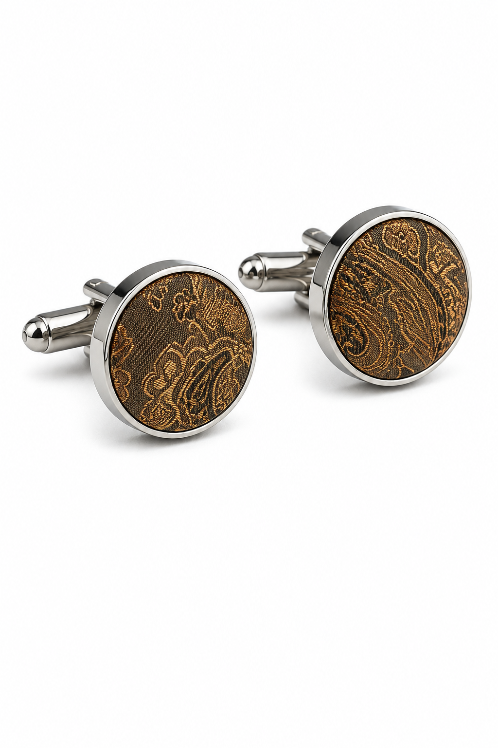 Paisley Neck Bronze Tie Gift Set Pocket Square Cuff Links Tie Floral Satin