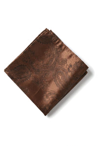 Paisley Neck Brown Tie Gift Set Pocket Square Cuff Links Tie Floral Satin