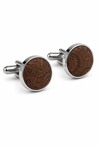Paisley Neck Brown Tie Gift Set Pocket Square Cuff Links Tie Floral Satin