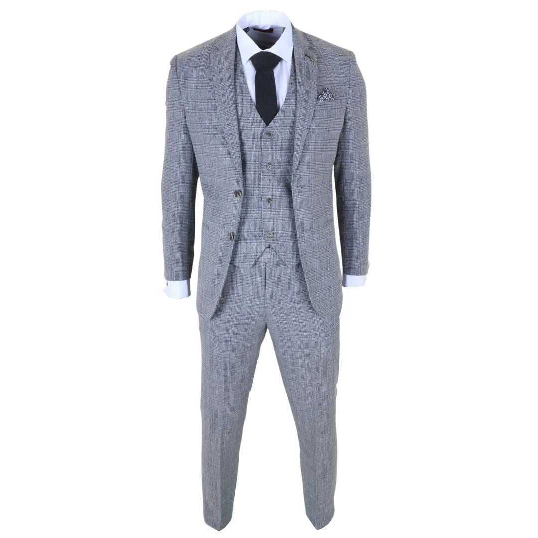 Men's Grey Classic Check Slim Fit 3 Piece Suit