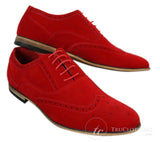 Patron 238 Mens Suede Leather Brogues Smart Casual Red Brown Navy Black Laced Shoes Retro