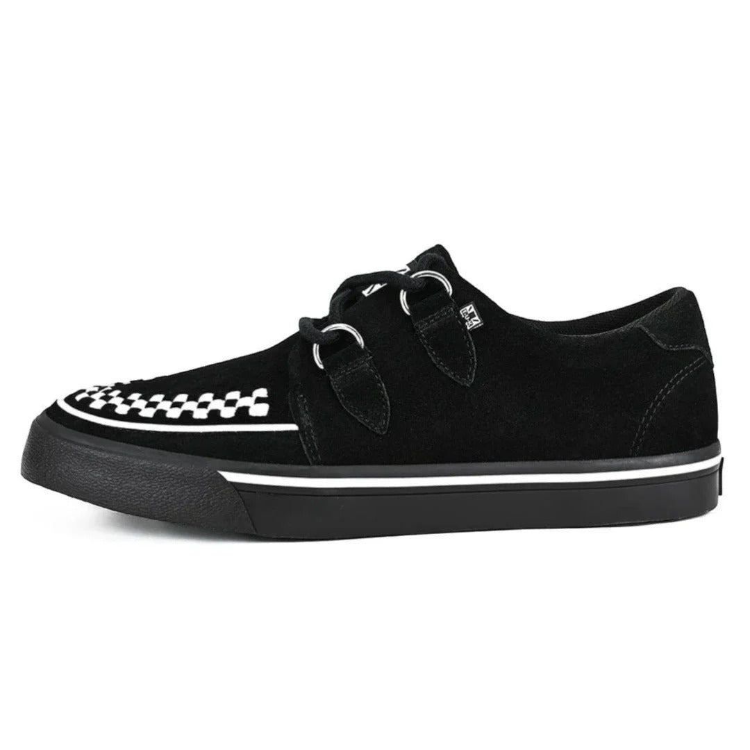 Pointed Creeper Sneaker Black White Suede Platform Shoes