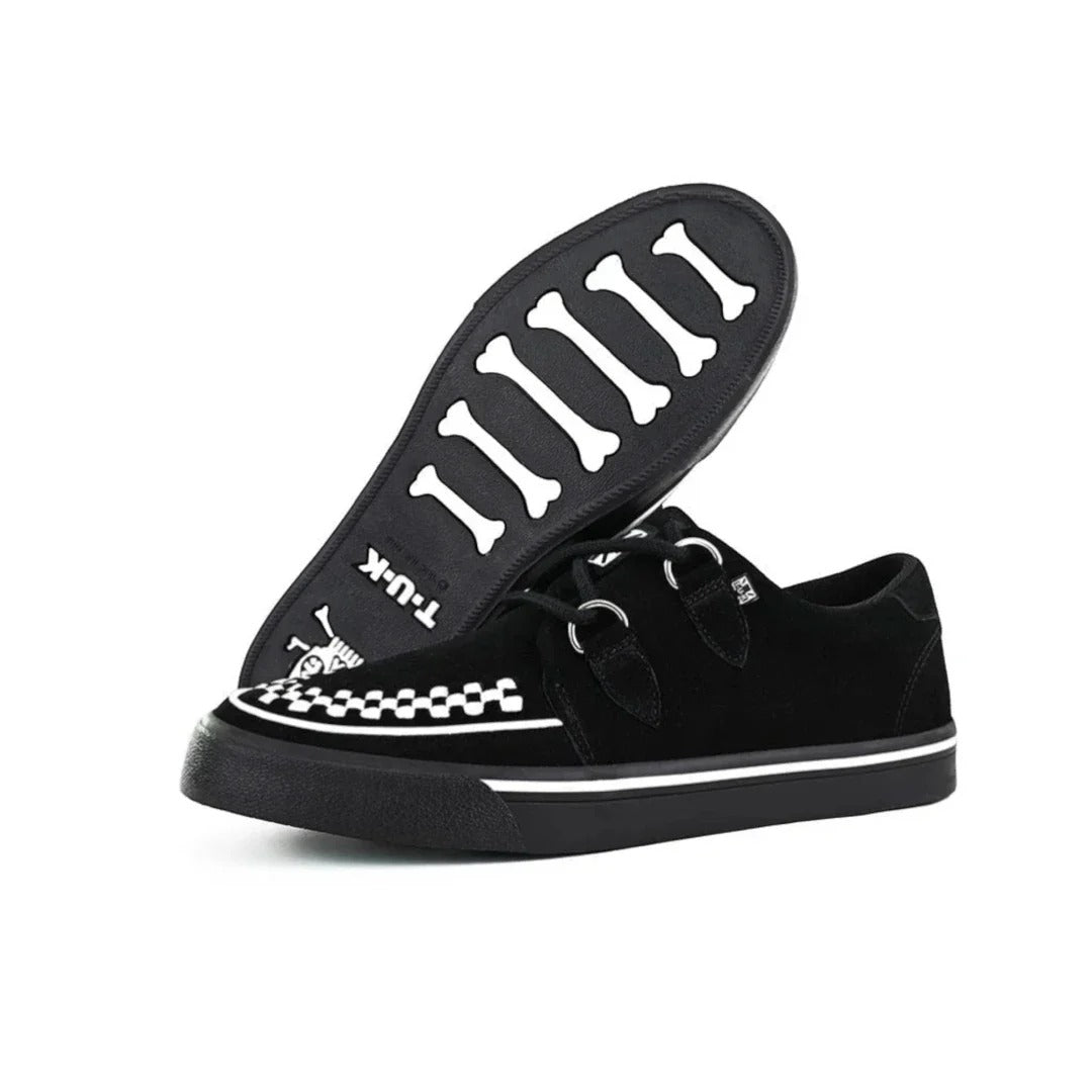 Pointed Creeper Sneaker Black White Suede Platform Shoes