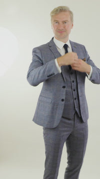 Mens 3 Piece Blue-Grey Vintage Suit - Paul Andrew Victor