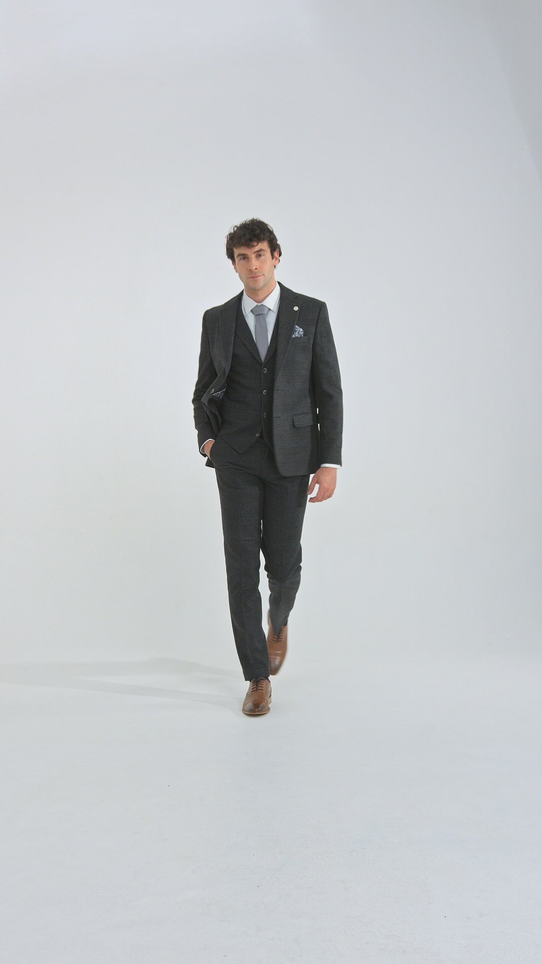 Men's Black Glen Check 3 Piece Suit: Buy Online - Happy Gentleman