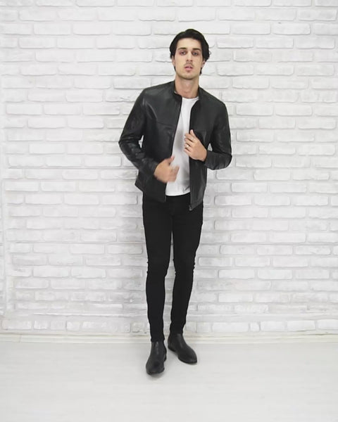 Lamb Premium Leather Black Biker Jacket for Men Tailored Fit - B207