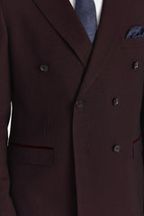 Regent - Brugundy Checked Double Breasted Blazer for Men