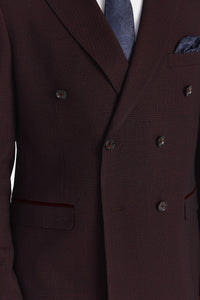 Regent - Brugundy Checked Double Breasted Blazer for Men