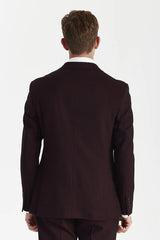 Regent - Brugundy Checked Double Breasted Blazer for Men