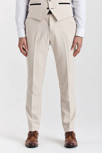 Regent - Cream 3 Piece Checked Wedding Suit for Men
