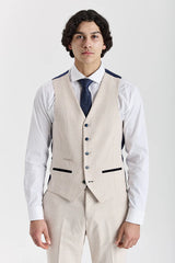 Regent - Cream 3 Piece Checked Wedding Suit for Men