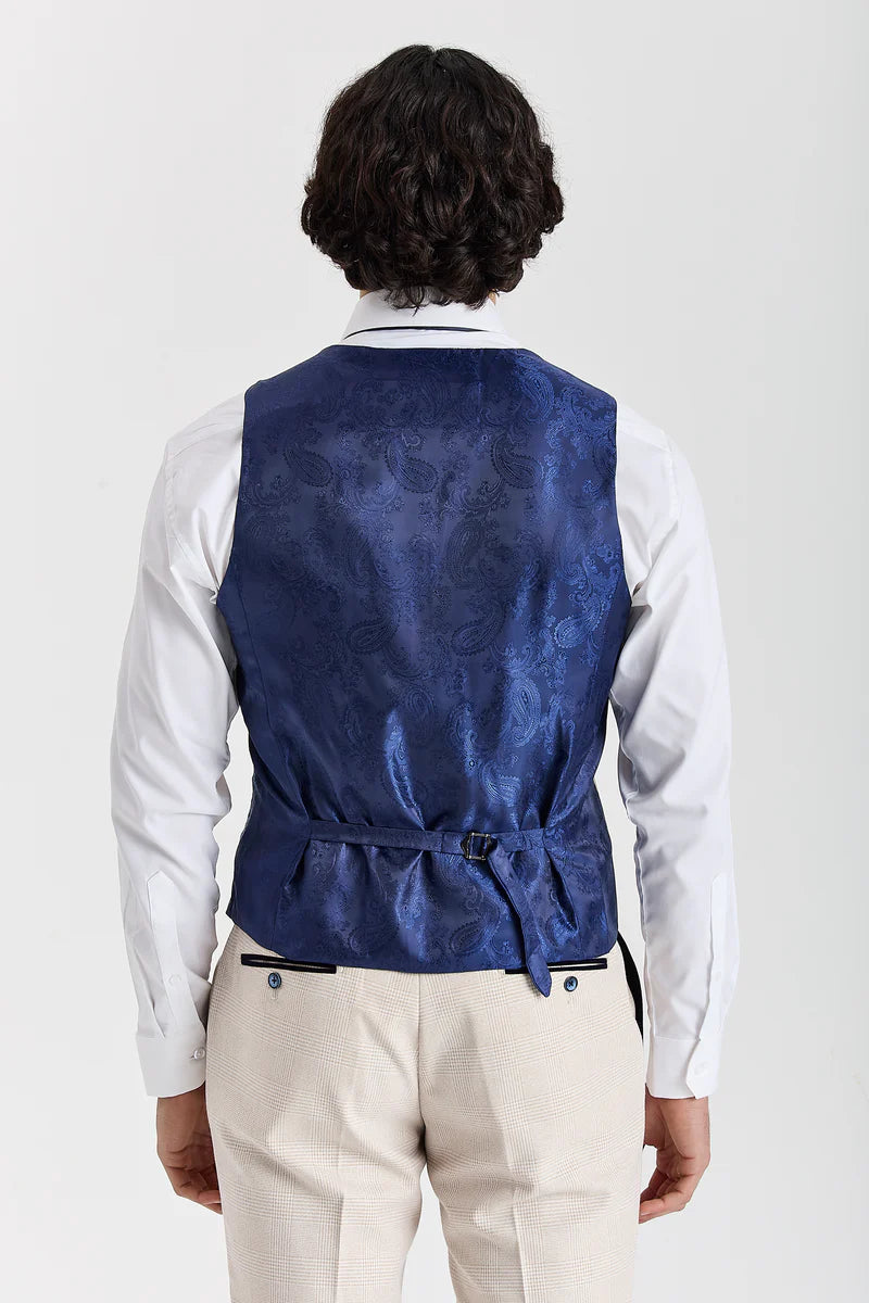 Regent - Cream Check Waistcoat for Men