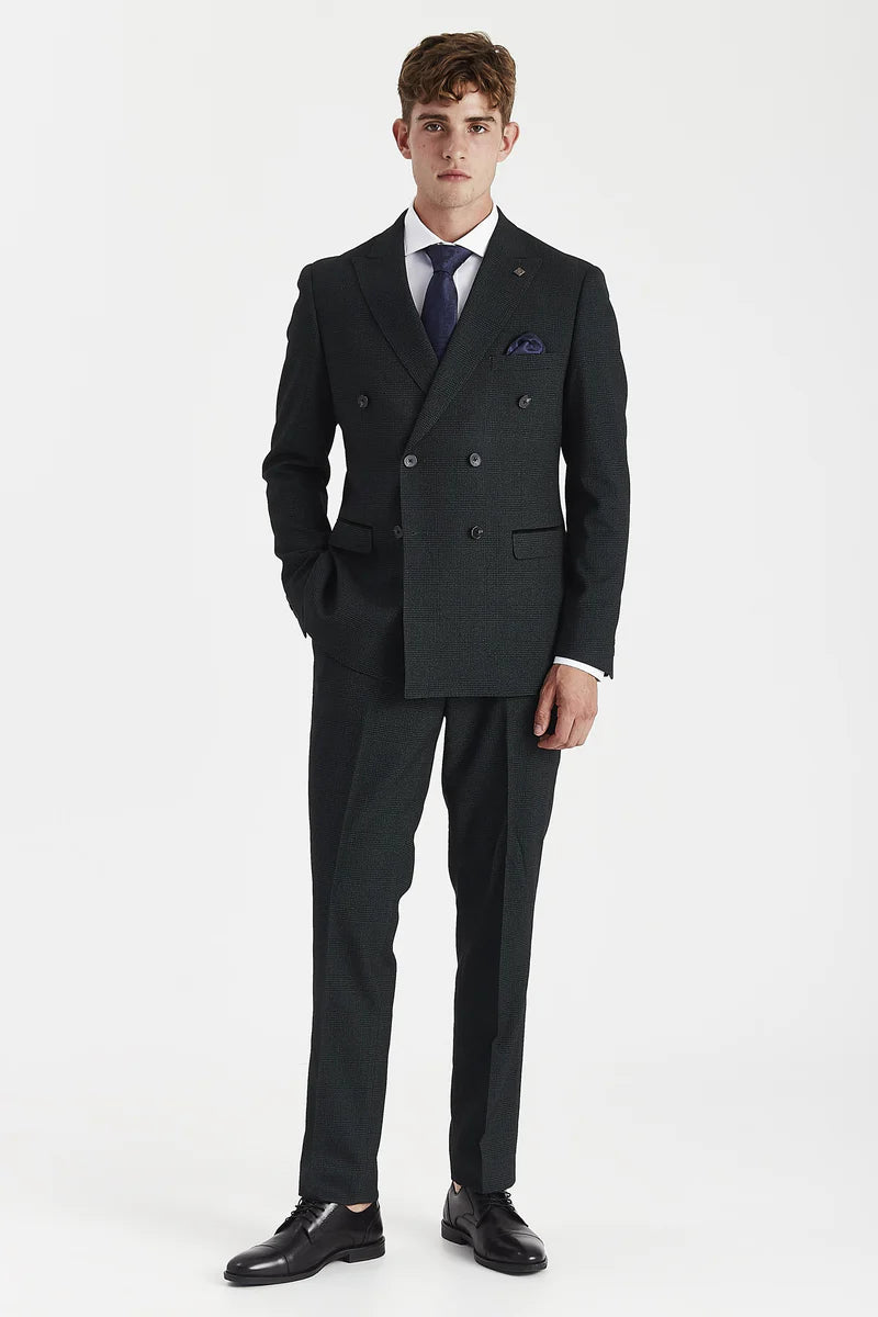 Regent - Green Checked Double Breasted Blazer for Men