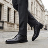 Regent - Men's Black Burnished Leather Derby Shoes