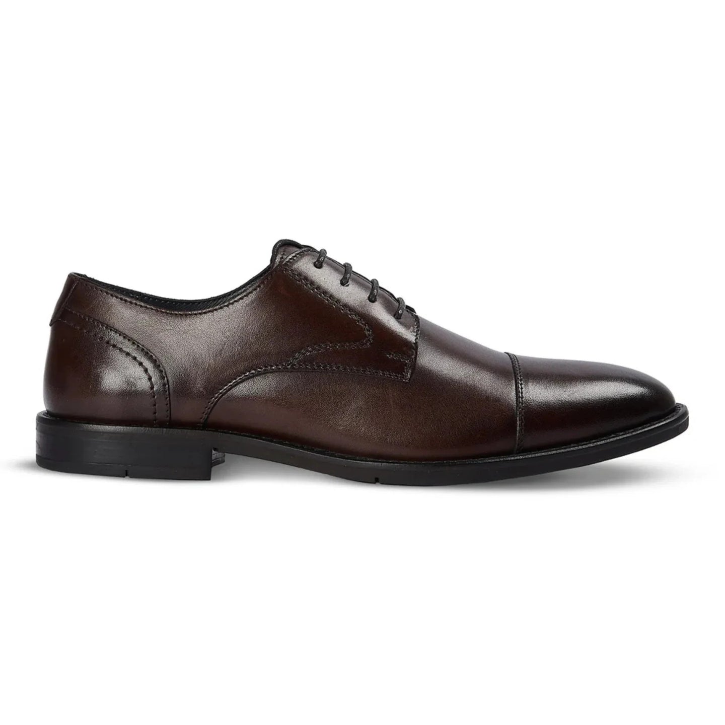 Regent - Men's Dark Brown Burnished Leather Derby Shoes