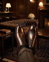 Regent - Men's Dark Brown Burnished Leather Derby Shoes