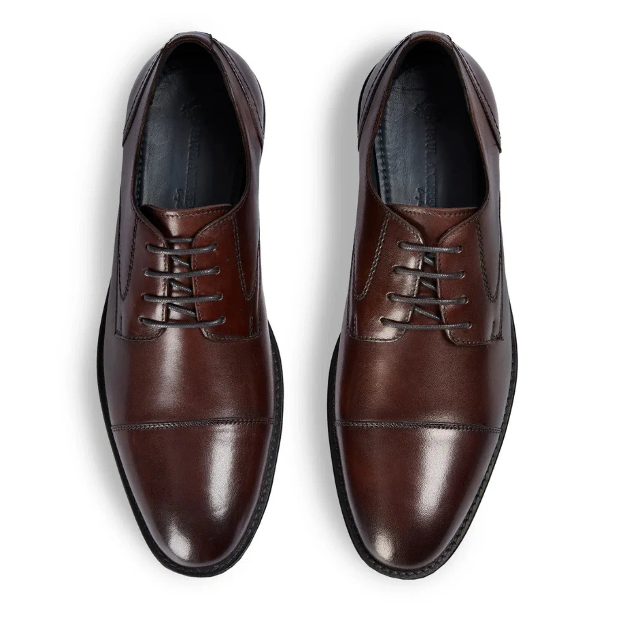 Regent - Men's Dark Brown Burnished Leather Derby Shoes