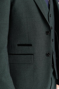 Regent - Men's Green Checked Tailored Fit Blazer