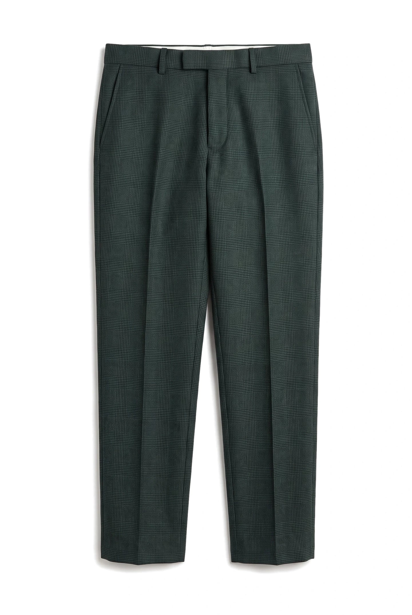 Regent - Men's Green Plaid Check Trousers