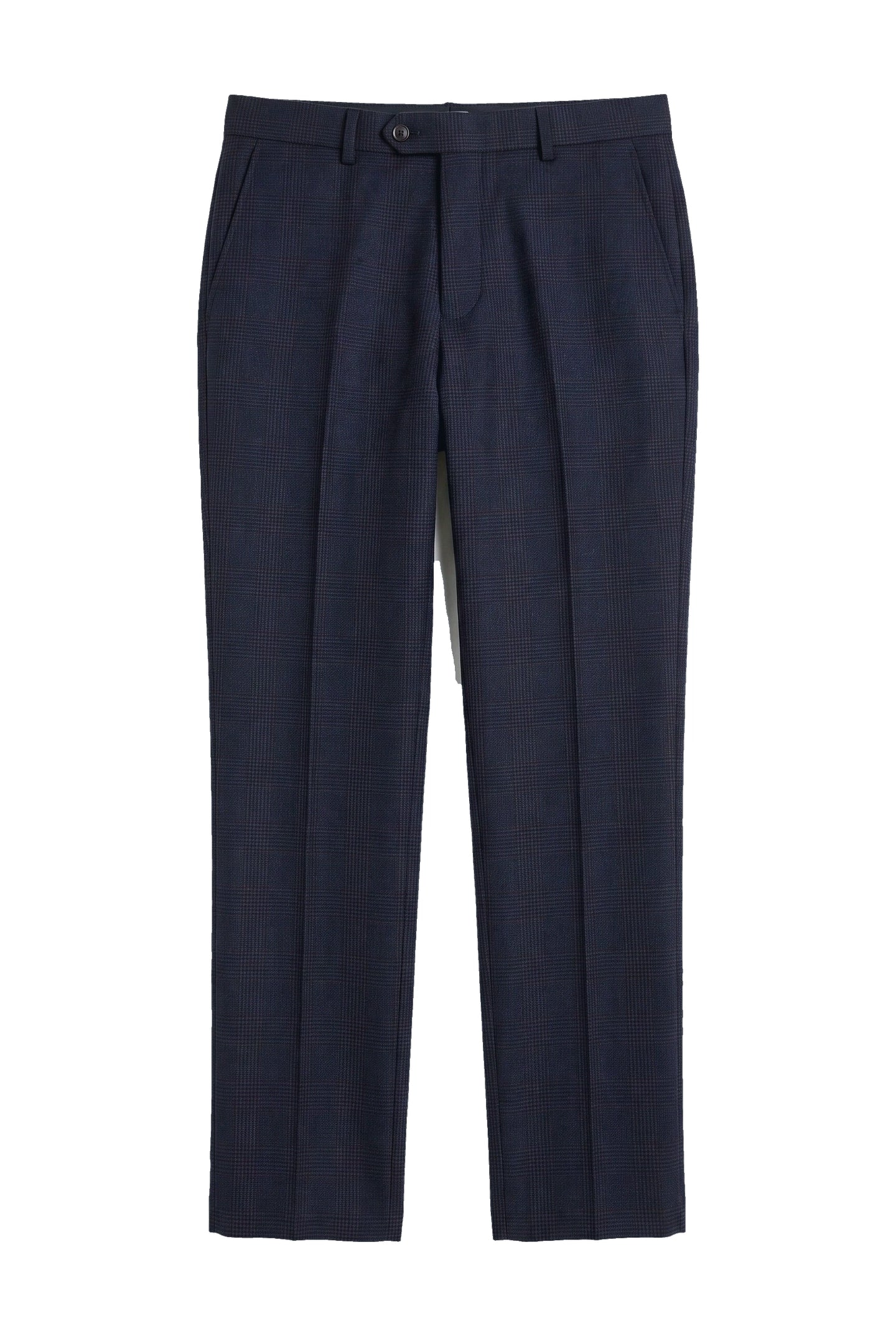 Regent - Men's Navy Plaid Check Trousers