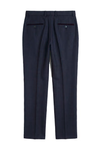 Regent - Men's Navy Plaid Check Trousers