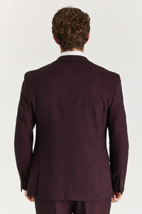 Regent - Men's Wine Checked Tailored Fit Blazer