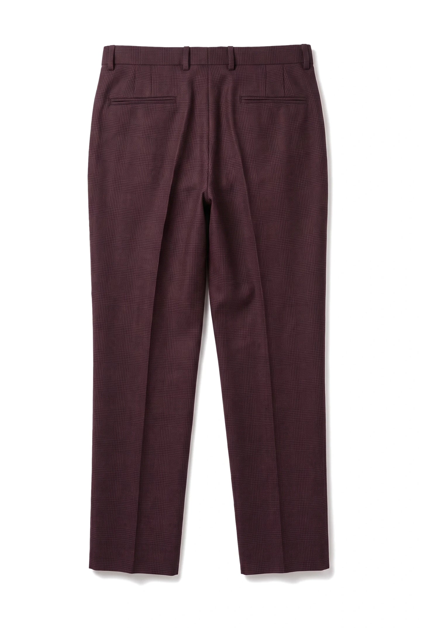 Regent - Men's Wine Plaid Check Trousers