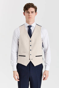 Regent Navy Check Suit with Constrasting Regent Cream Waistcoat
