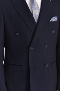 Regent - Navy Checked Double Breasted Blazer for Men
