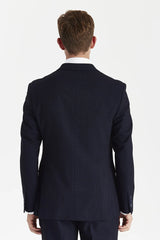 Regent - Navy Checked Double Breasted Blazer for Men