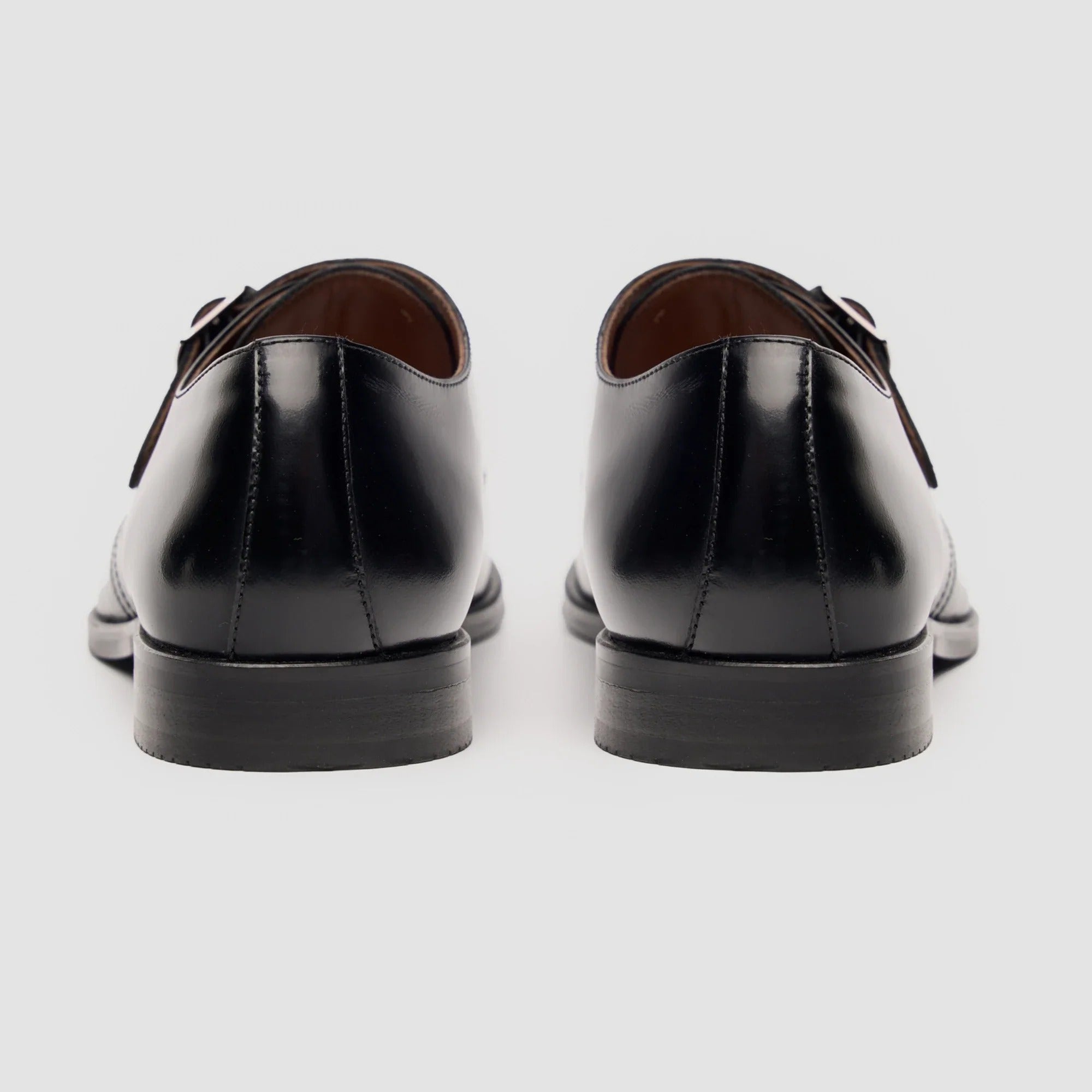 Romero - Men's Black Single Monk Strap Polished Shoes