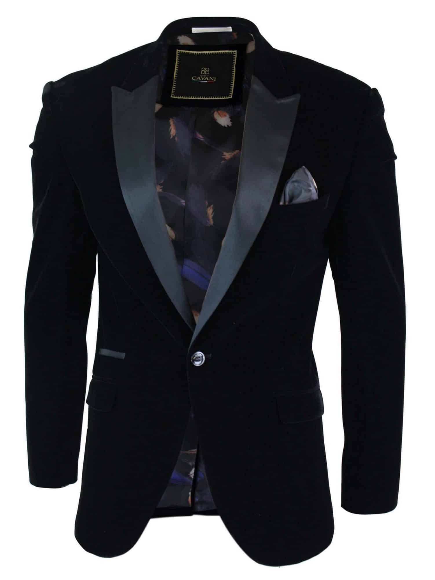 Cavani Rosa Mens Soft Velvet Black Navy Button Dinner Jacket