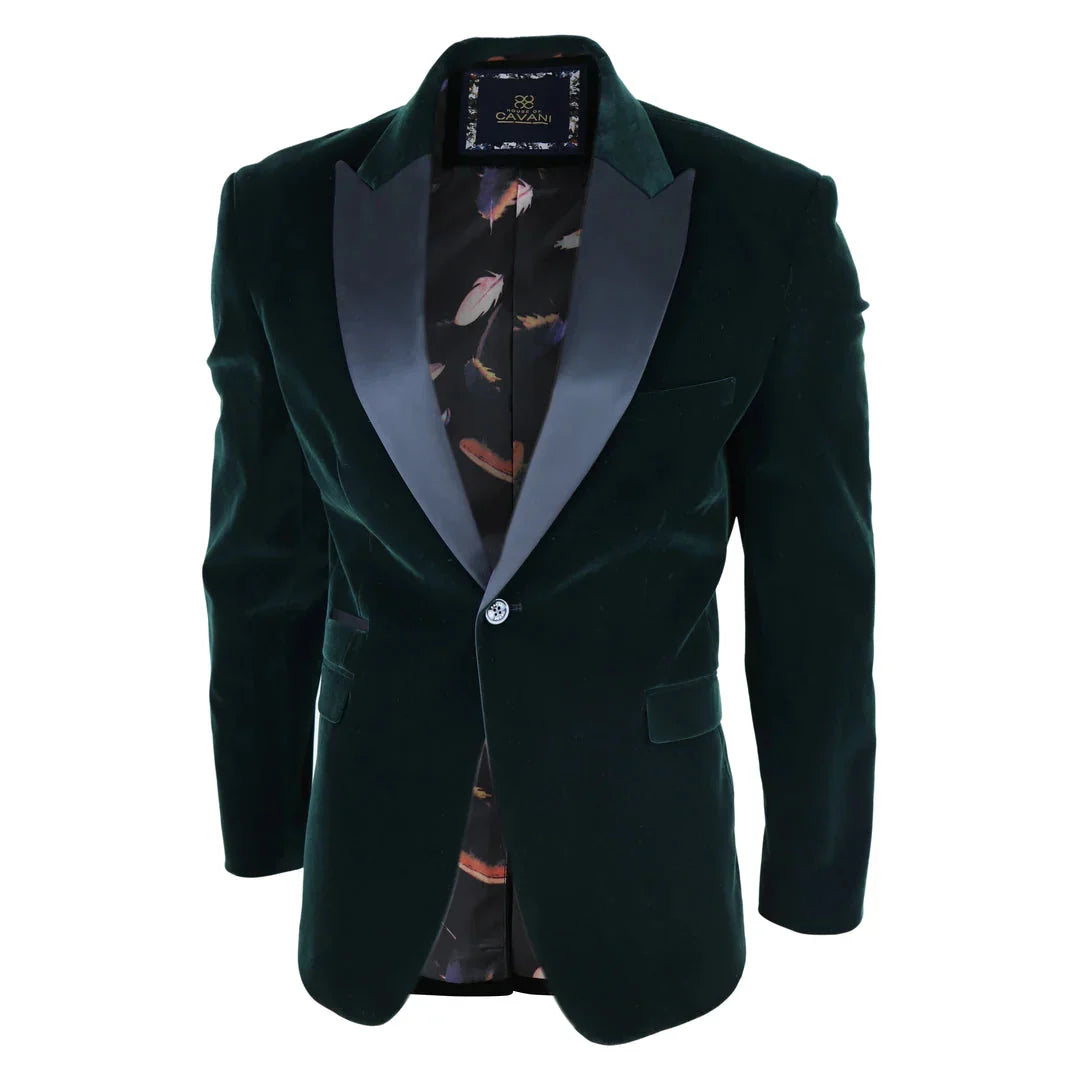 Rosa - Men's Soft Velvet Olive Green 1 Button Dinner Jacket Tuxedo Blazer Fit Rosa - Men's Soft Velvet Olive Green 1 Button Dinner Jacket Tuxedo Blazer Fit