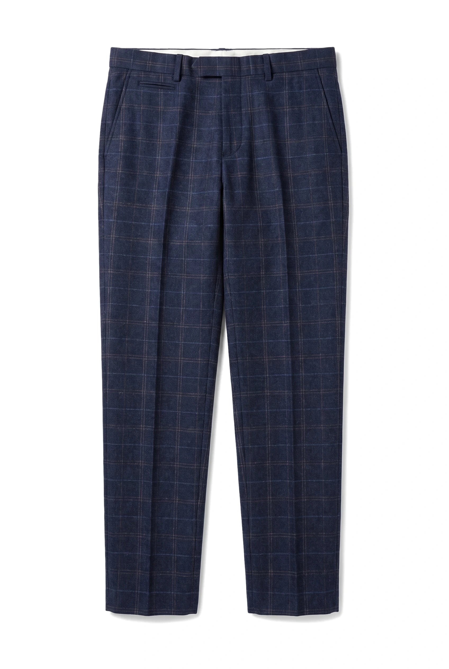 Ryan - Men's Navy Tweed Check Trousers