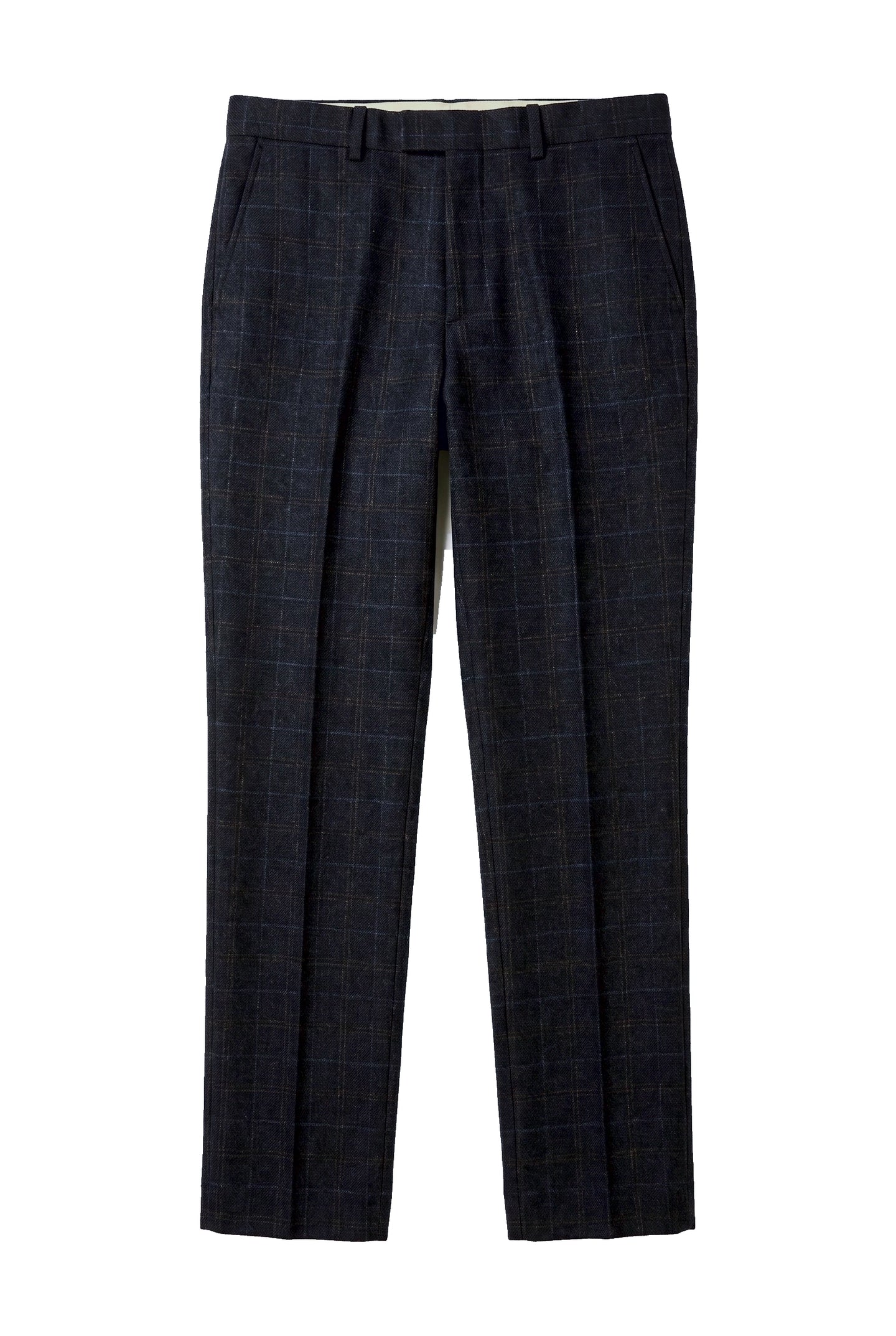 Ryan - Men's Navy Tweed Check Trousers