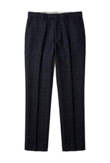 Ryan - Men's Navy Tweed Check Trousers