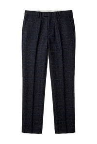 Ryan - Men's Navy Tweed Check Trousers