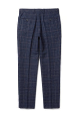 Ryan - Men's Navy Tweed Check Trousers