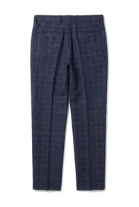 Ryan - Men's Navy Tweed Check Trousers