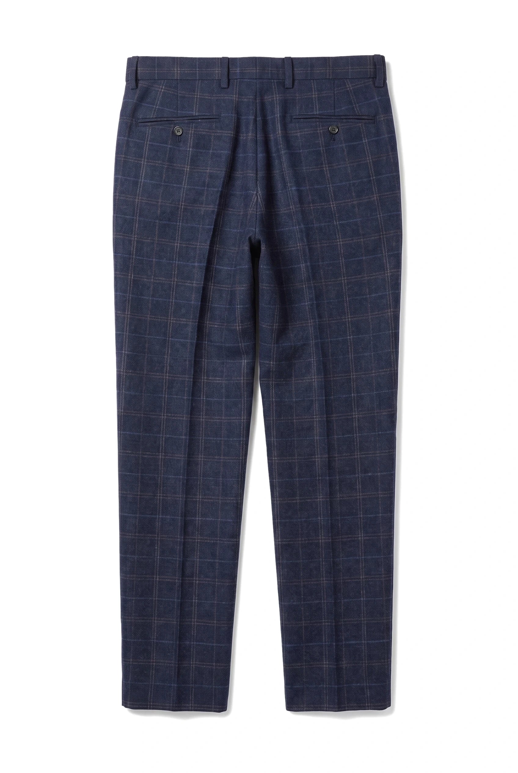 Ryan - Men's Navy Tweed Check Trousers