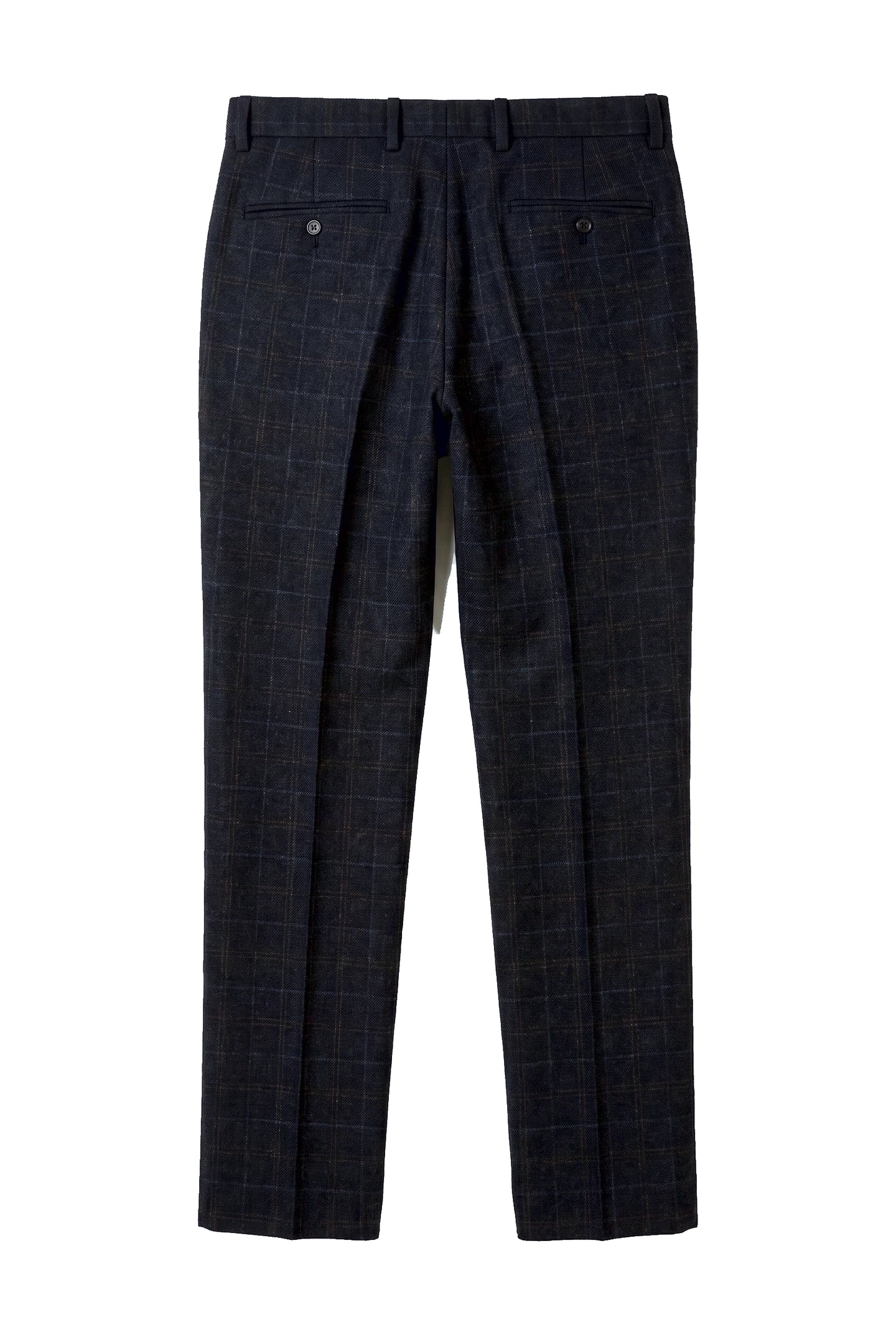 Ryan - Men's Navy Tweed Check Trousers