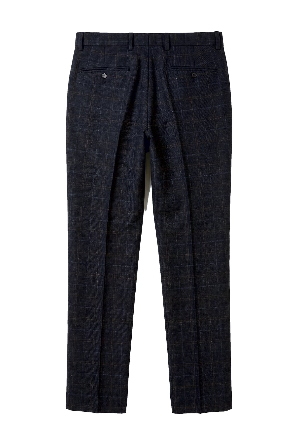 Ryan - Men's Navy Tweed Check Trousers