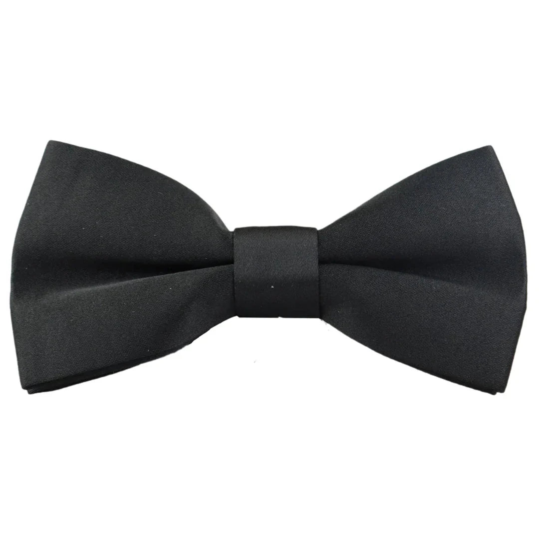 Black satin bow tie