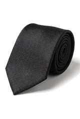 Satin Silk Textured Black Tie Gift Set Pocket Square Cuff Links Tie Matt Satin
