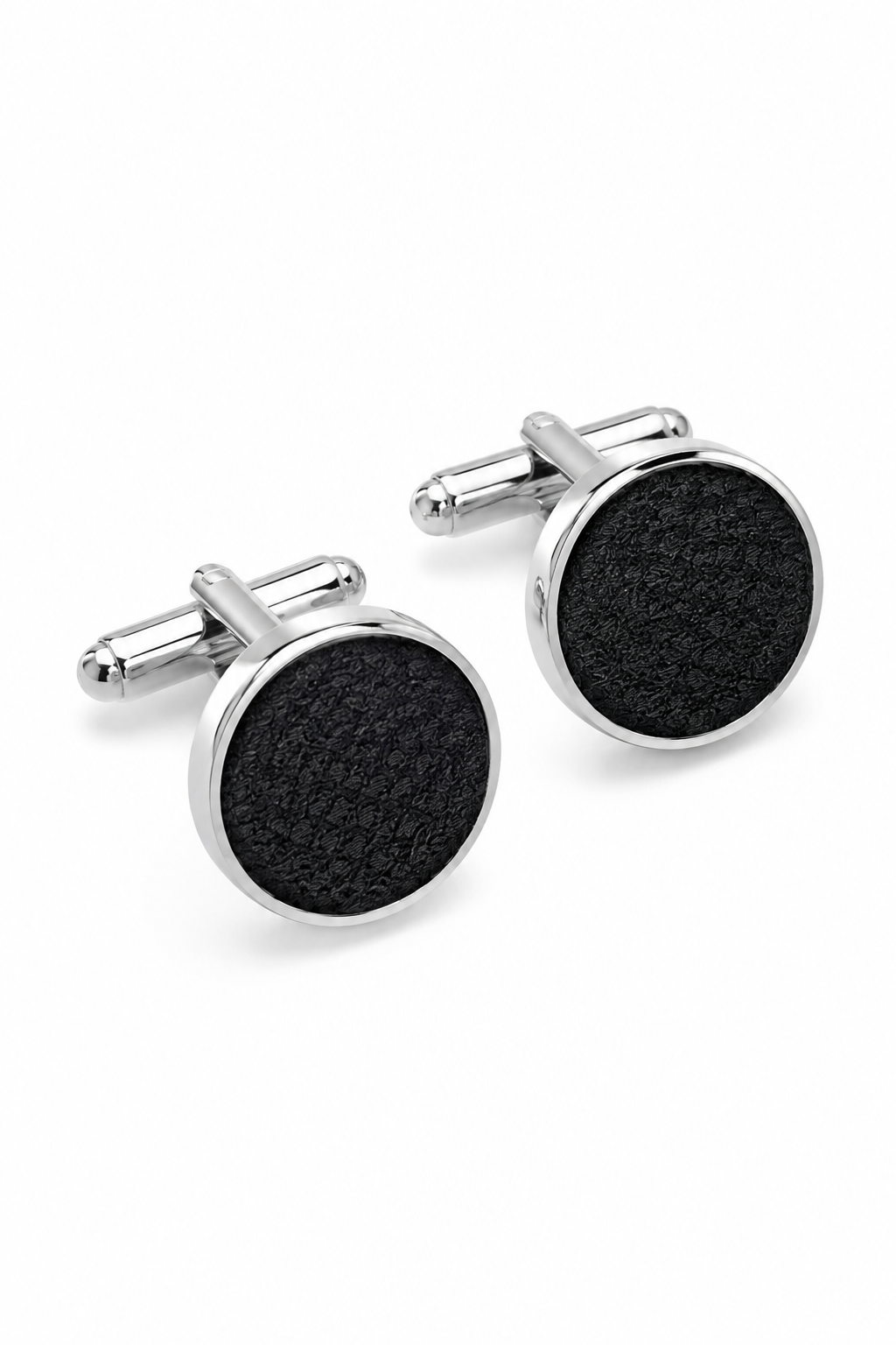Satin Silk Textured Black Tie Gift Set Pocket Square Cuff Links Tie Matt Satin