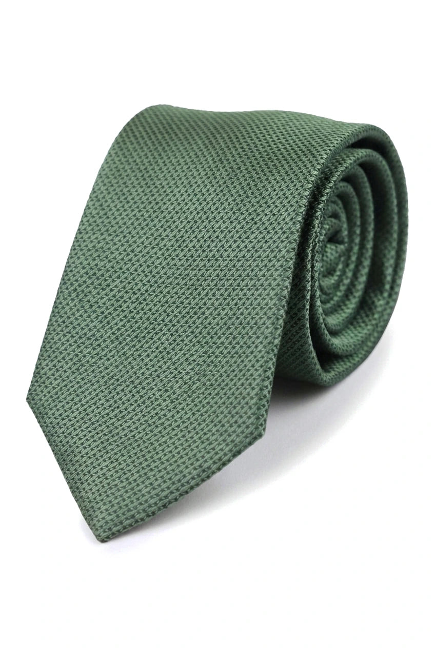 Satin Silk Textured Green Tie Gift Set Pocket Square Cuff Links Tie Matt Satin