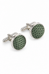 Satin Silk Textured Green Tie Gift Set Pocket Square Cuff Links Tie Matt Satin
